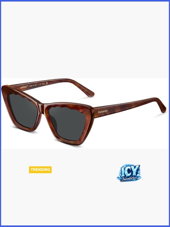 Womens Cat Eye Sunglasses Polarized - Clear Acetate Frame UV Protection Sun